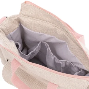 Fashion Bolso Maternal Pack Lino Rosa Bolsos