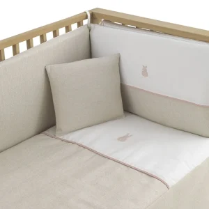 Online Colcha + Protector Cuna 60 Lino Rosa Edredón Y Protector