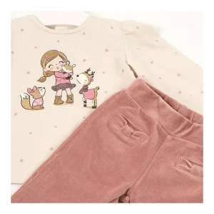 Hot Conjunto camiseta estampada y legging pana Conjuntos