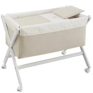 Clearance Minicuna Tijera Madera Lino Beige/Bco Minicunas
