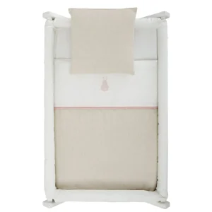 Hot Minicuna Tijera Madera Lino Rosa/Bco Minicunas