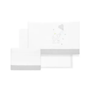 Clearance Sabanas 3p Cuna + Broche Elefante Globo Corazon Sábanas