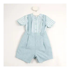Sale Conjunto peto y camisa vichy Aqua Pololos Y Ranitas