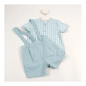 Sale Conjunto peto y camisa vichy Aqua Pololos Y Ranitas