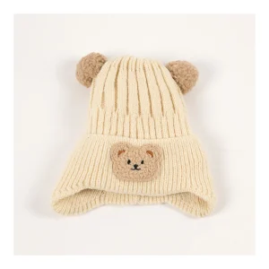 Sale Gorro dos pompones bebe Oso Manoplas Y Gorros