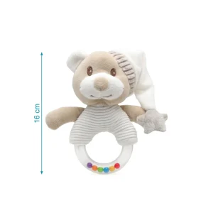 Best Peluche sonajero osito beige con gorro Juguetes