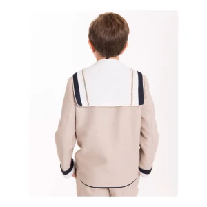 Sale Traje MUESTRARIO de comunion marinero lino beige Bautizo, Ceremonia Y Comunión