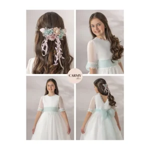 Discount Vestido comunion organza natural CARMY Bautizo, Ceremonia Y Comunión